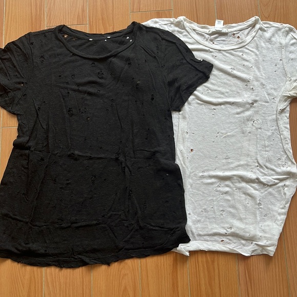 2 t-shirts with holes accents - reminiscent of IRO design - Picture 1 of 4